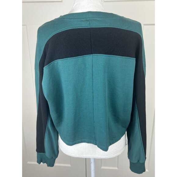 ZARA LA Green & Black Colorblock Cropped Sweatshirt Women’s Size Large - Picture 5 of 9